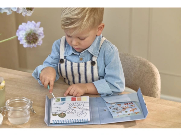 Omaľovánky s vodovkami a samolepkami Jim Doprava 3