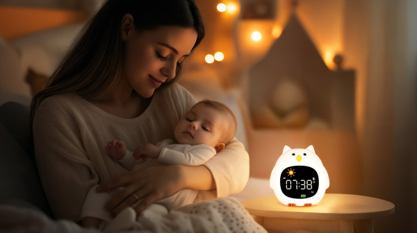 Silikónový detský budík s nočným svetlom a hudbou, Owl 4