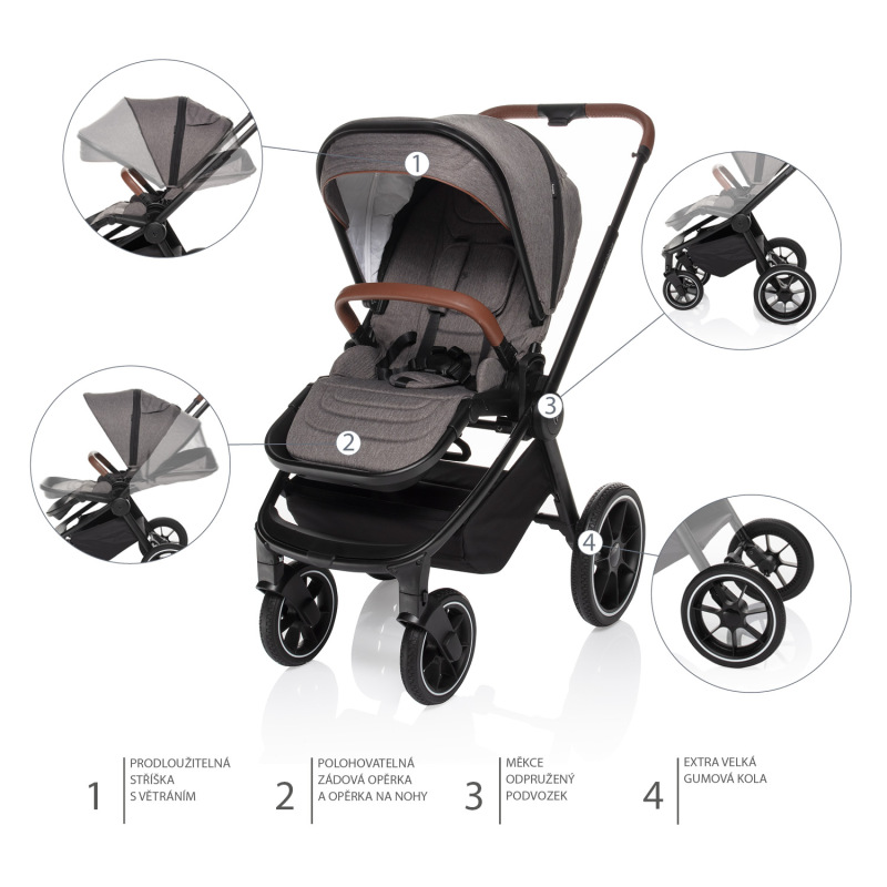 SET Športový kočík Move Cross + korba XL + adaptér + autosedačka, Night Black/Black 2