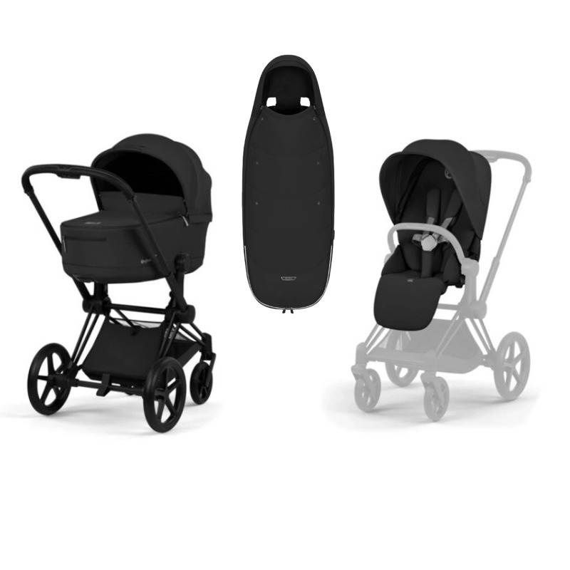 Kočík Cybex Priam Comfort 2026, rám Matt Black - SEPIA BLACK + Fusak Platinum