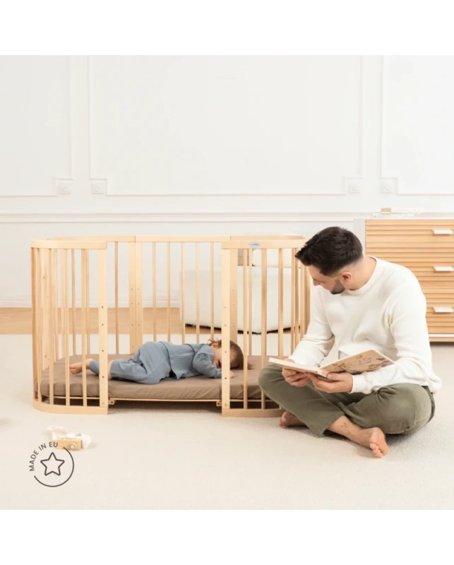 WALDIN rastúca postieľka 7v1 s matracom – Natural Wood 5
