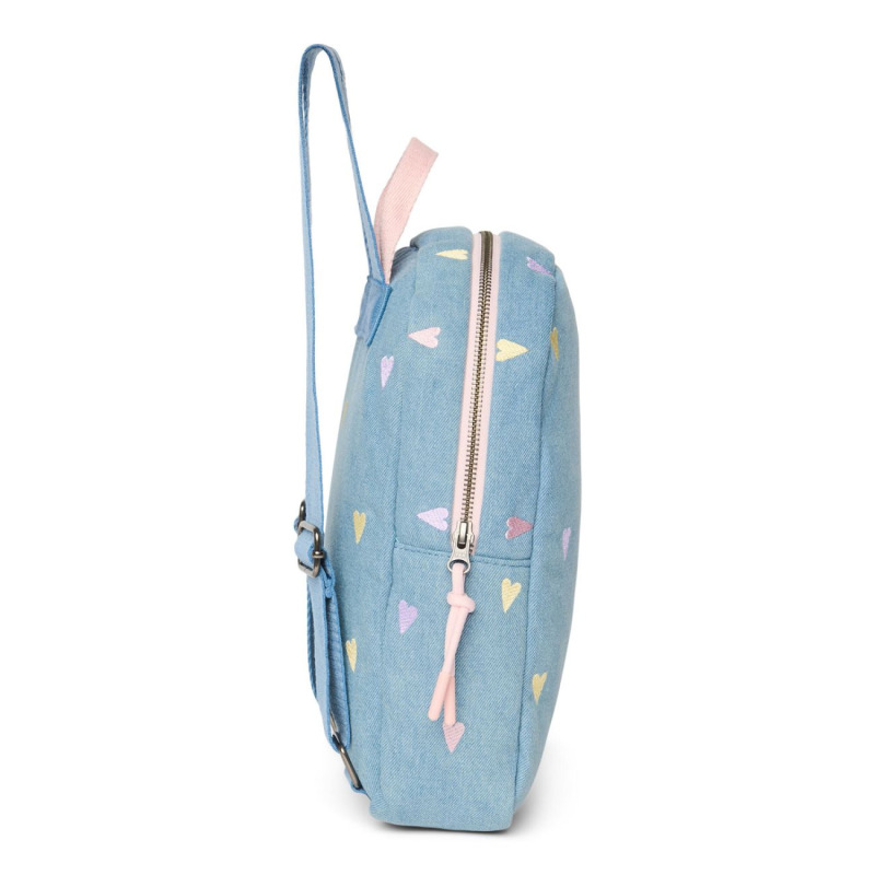 STUDIO NOOS - Denim Mini BACKPACK - batôžtek | Hearts Light Blue Hearts 2