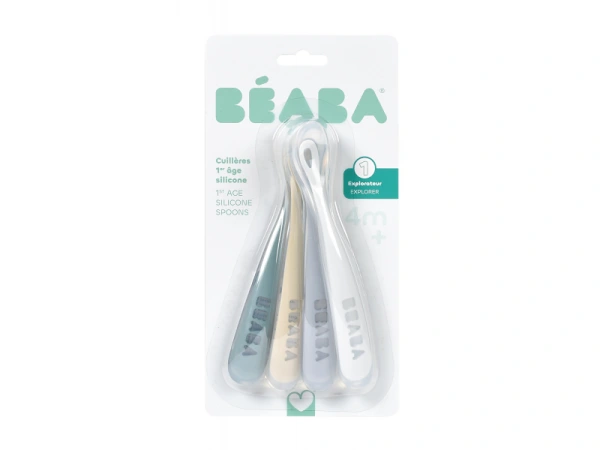 Prvé lyžičky silikónové 4 ks Pebble 1