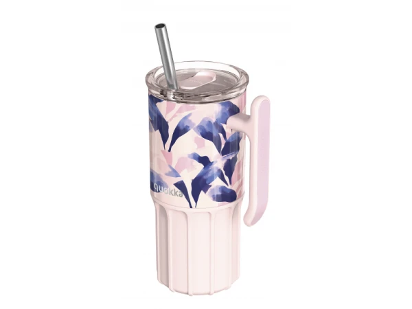 Nerezový termohrnček so slamkou Umi Blue Feather 720 ml