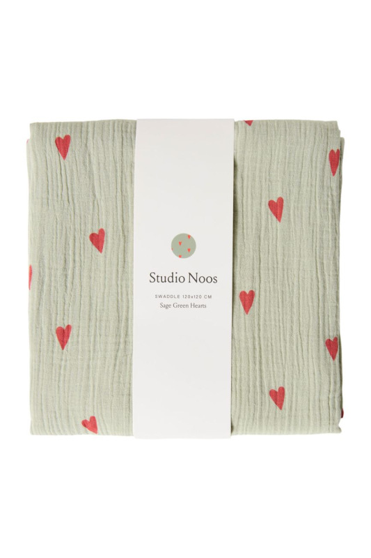 STUDIO NOOS - SWADDLE ZAVINOVAČKA Print Large | Green Hearts