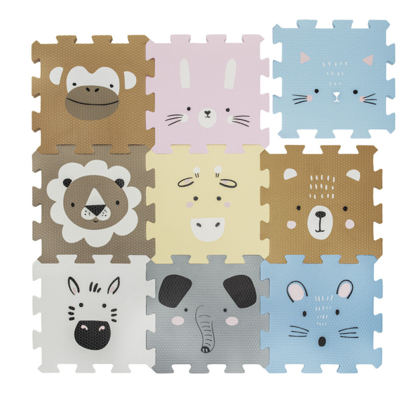 Penová podložka Puzzle 30x30 cm 9ks, Animals