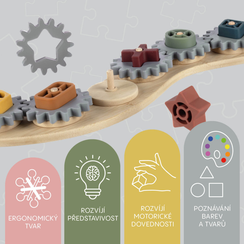 Silikónová bambusová skladačka ozubené kolieska, Multicolor 2