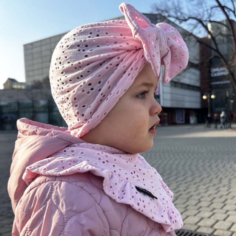 Detská čiapka / Turban s Mašľou, madeira ROSE 2