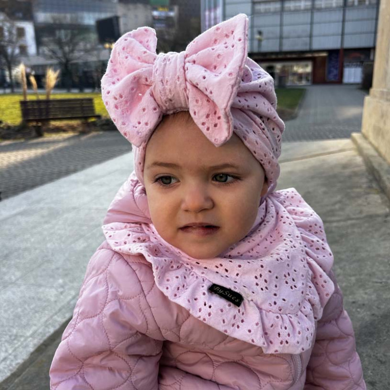 Detská čiapka / Turban s Mašľou, madeira ROSE 1
