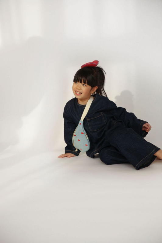 STUDIO NOOS - Denim Mini FANNY kabelka | Blue Hearts 2