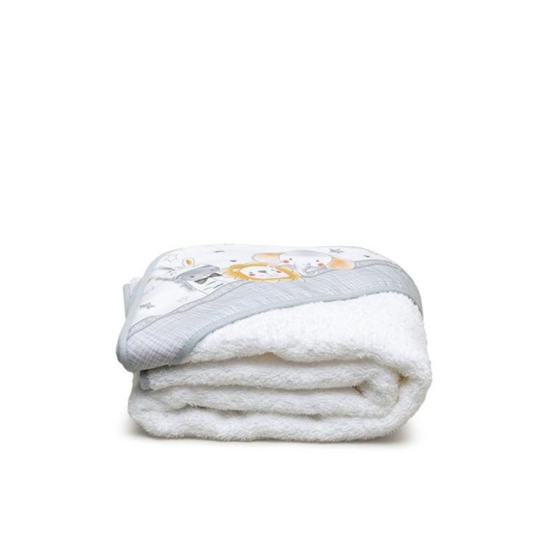 INTERBABY | SET - OSUŠKA froté 100x100 SAFARI + PRÍTULKA - sivá