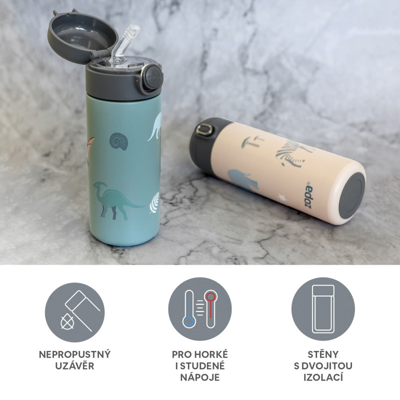 Termoska na tekutiny s brčkem a silikonovým držákem 350 ml, Cookie beige 1