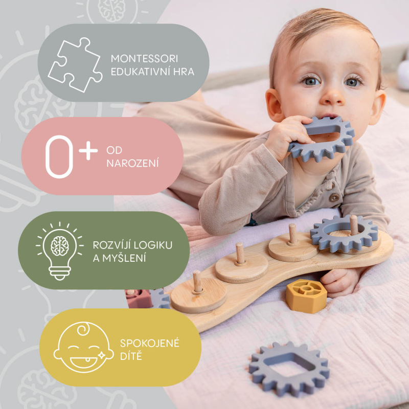 Silikónová bambusová skladačka ozubené kolieska, Multicolor 1