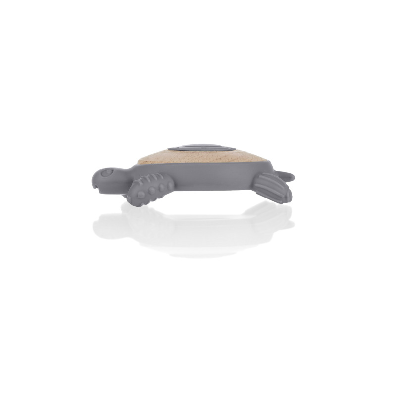 Silikónové drevené hryzátko Turtle, Dove Grey 7