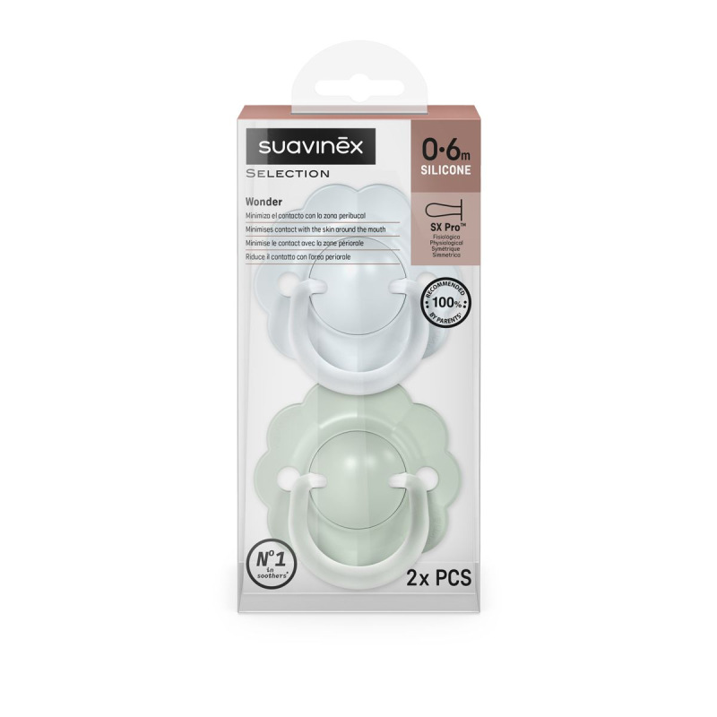 SUAVINEX | Cumlík SX PRO fyziologický 2 KS WONDERLAND NEW 0/6M - modrý + zelený 4
