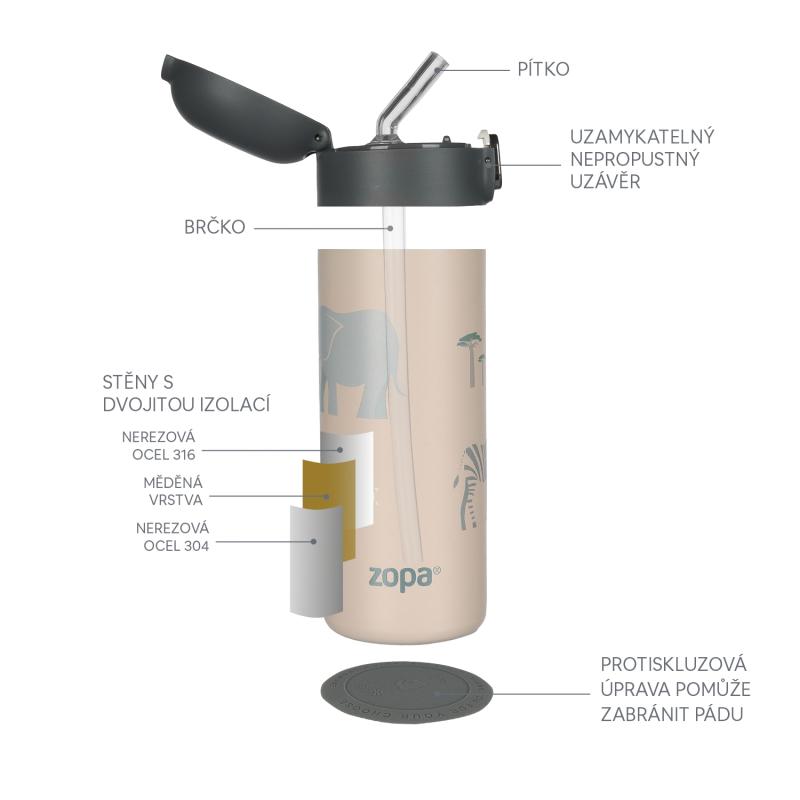 Termoska na tekutiny s brčkem 400 ml, Dino