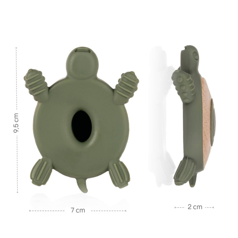 Silikónové drevené hryzátko Turtle, Dove Grey 4