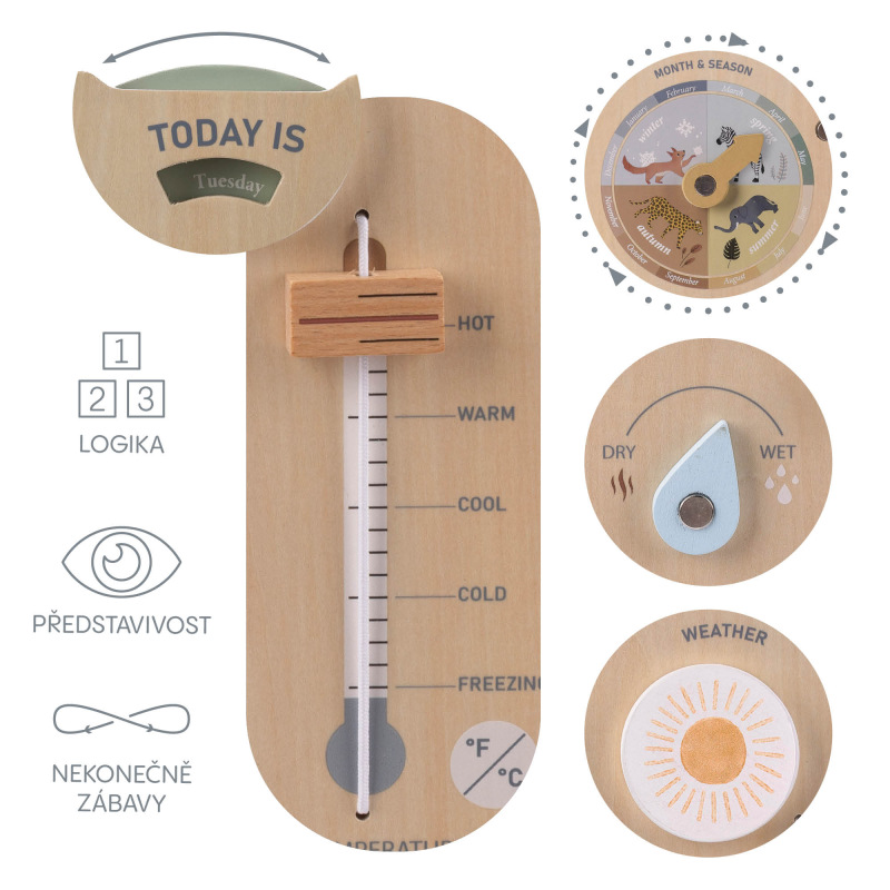 Drevená doska Montessori Počasie 3