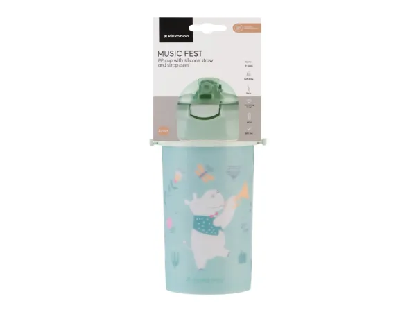 Hrnček so silikónovou slamkou a popruhom 450ml Music Fest Mint 3