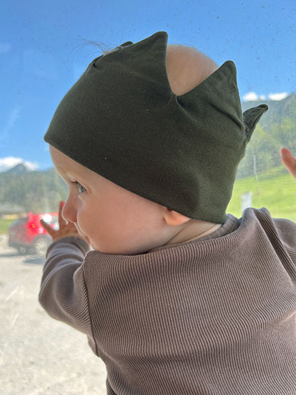 Korunková detská čelenka Bavlna - ARMY GREEN 7