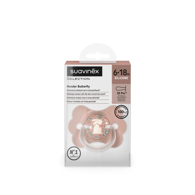 SUAVINEX | Cumlík SX PRO fyziologický BUTTERFLY WONDERLAND NEW 6/18m - ružový králik 4