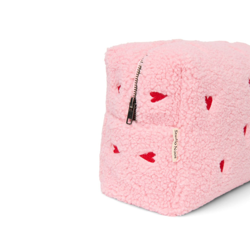 STUDIO NOOS - Teddy Toiletry - toaletná taštička | Light Pink Hearts 4