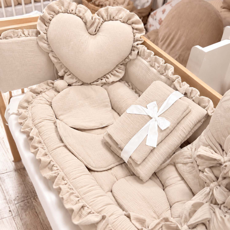 Set do postieľky bez volánu, mušelín SAND BEIGE 3