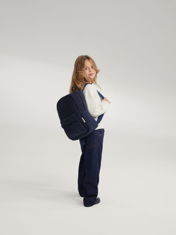 STUDIO NOOS - Flannel Chalkstripe Midi BACKPACK - batôžtek | Dark Blue 6