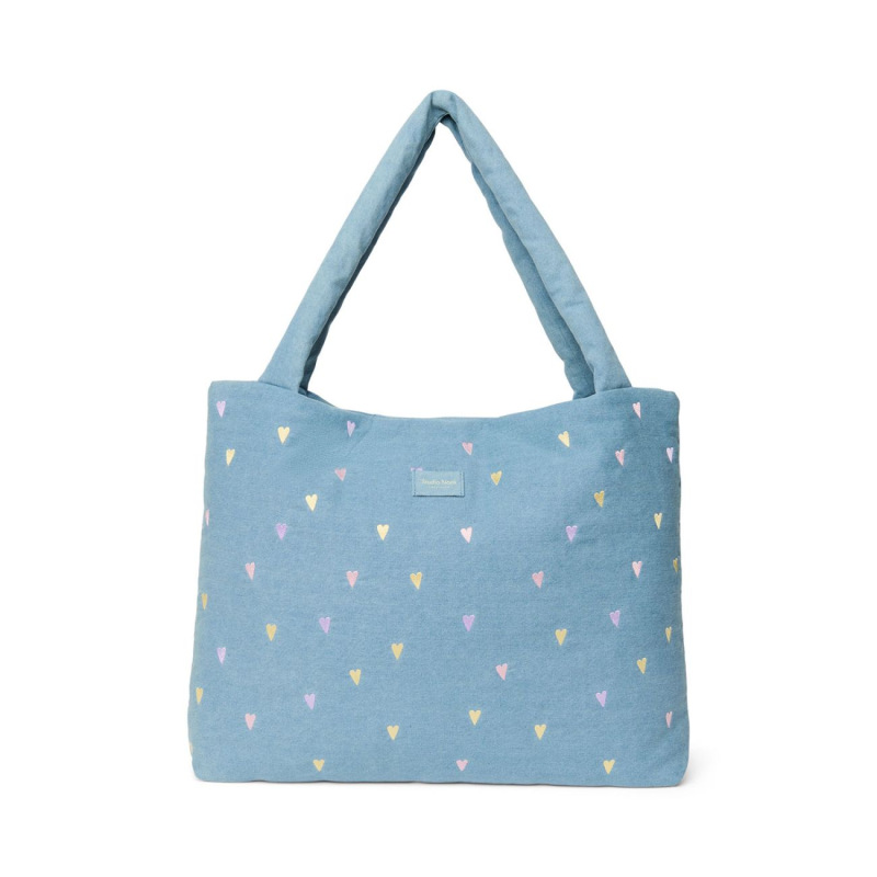 STUDIO NOOS - Denim MOM BAG | Hearts Light Blue Hearts