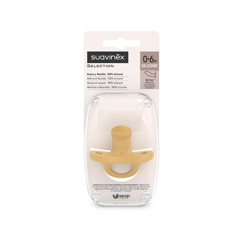 SUAVINEX | Cumlík anatomický SILIKÓN 0-6 m SX PRO - COLOUR ESSENCE - okrové 2