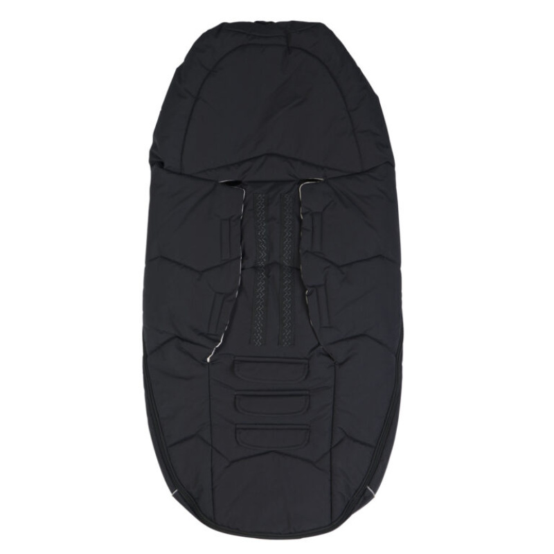 Teplý fusak Voksi Urban s perím a vlnou do kočíka, Black Cream 3