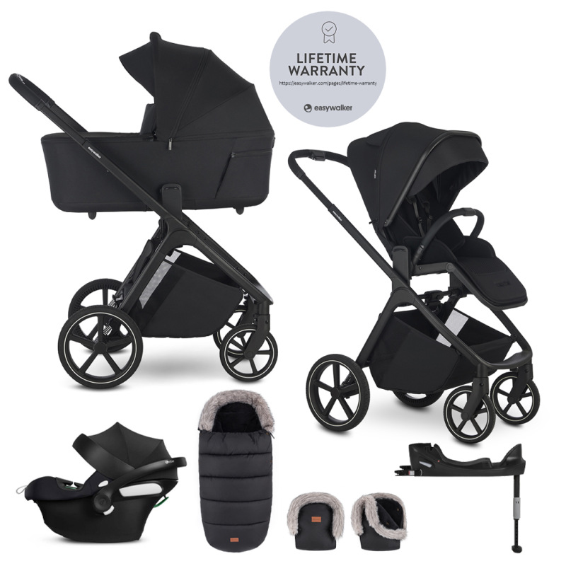 EASYWALKER Set kočík 4v1 Zoey Go Pure Black XL + CBX Aton B2 i-Size + CYBEX Base One