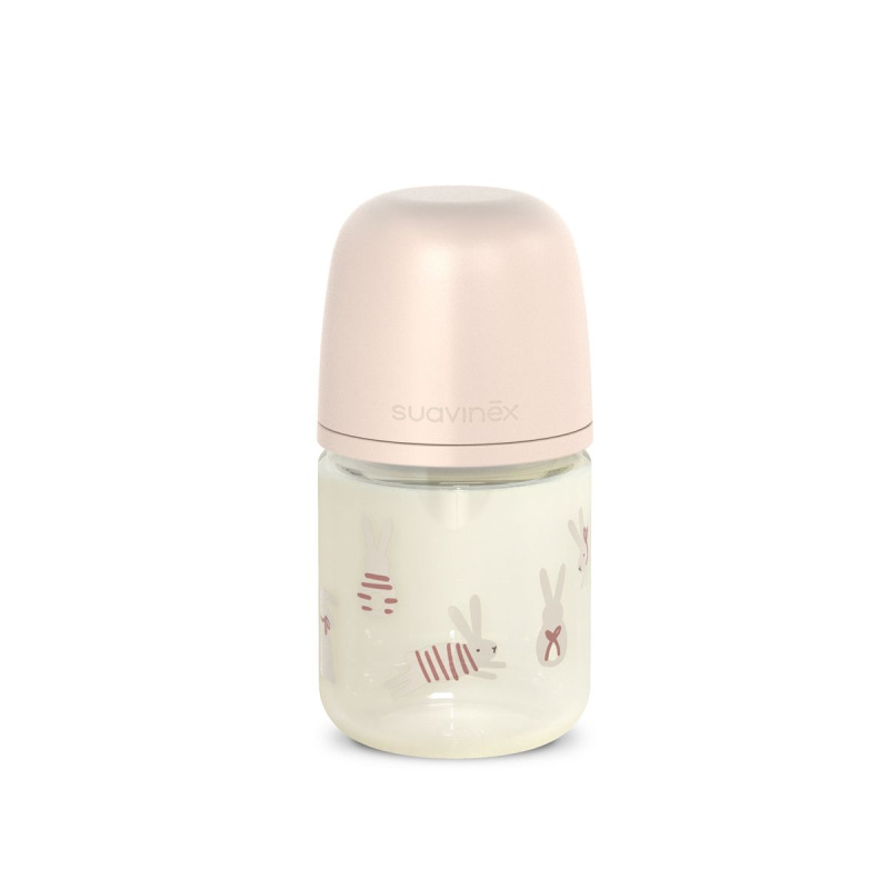 SUAVINEX | Fľaša sklo WONDERLAND NEW 120 ml fyziologická SX PRO +0 SF - ružový králik