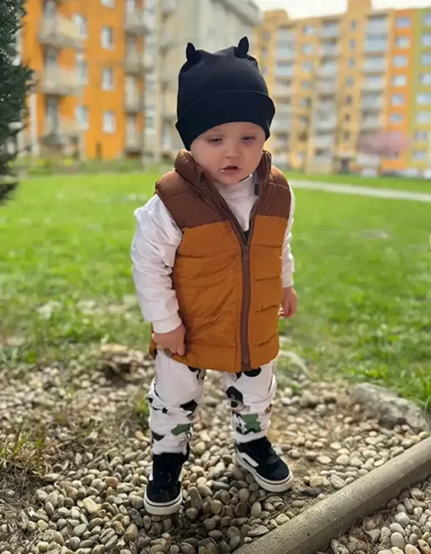 Detská čiapka s uškami Rebrovaná bavlna - ČIERNA 6