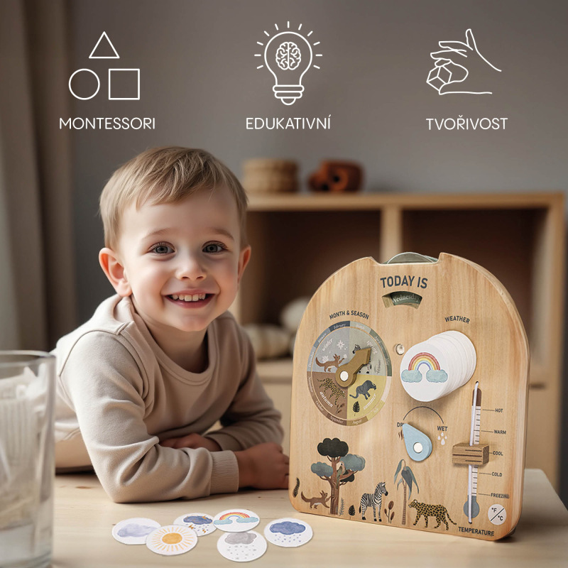 Drevená doska Montessori Počasie 1