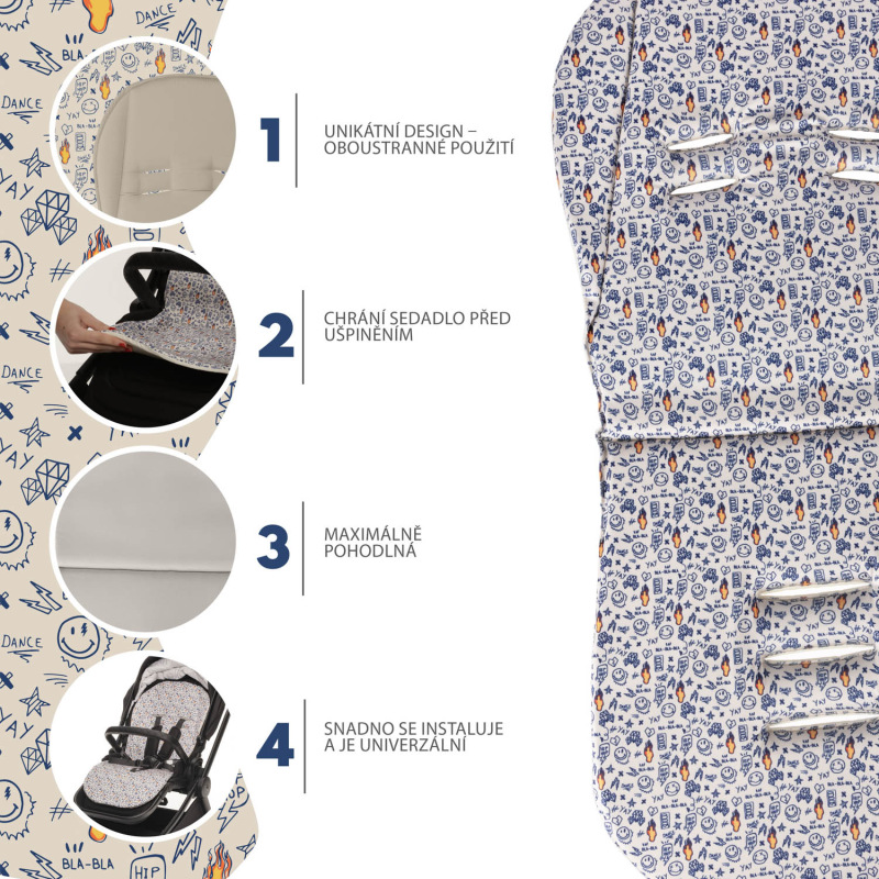 Podložka do kočíka Easy, Emoji Beige 2