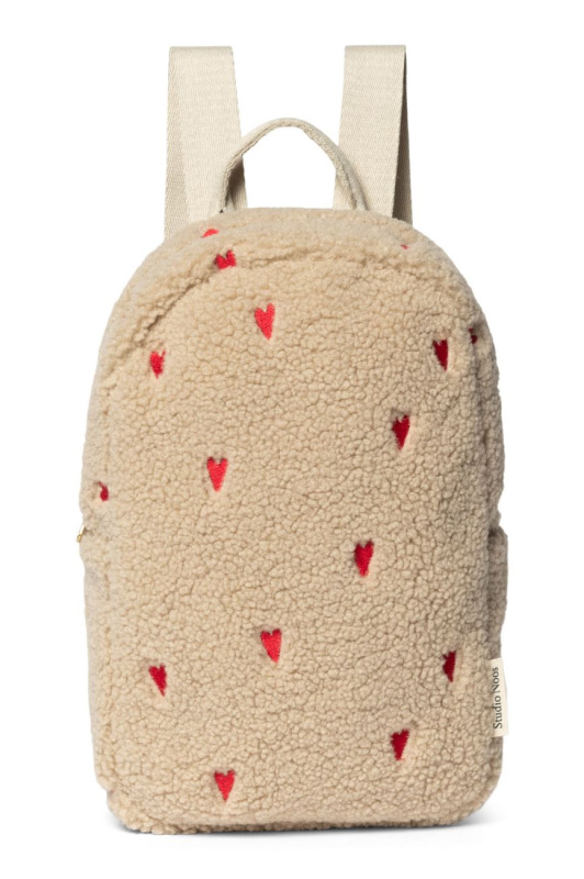 STUDIO NOOS - Teddy Hearts Mini BACKPACK - batôžtek | Ecru Hearts