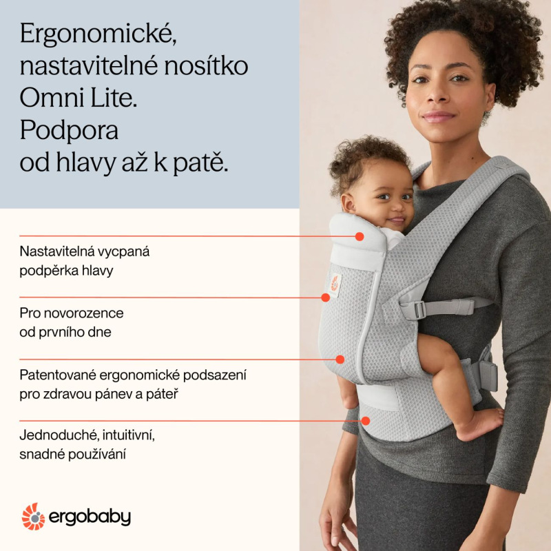 ERGOBABY | Nosič OMNI LITE Mesh - Pearl Grey 7