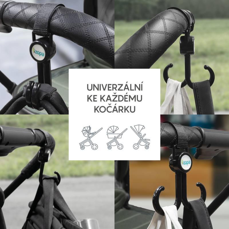 Dvojitý háček na kočárek 2 ks, Black 2