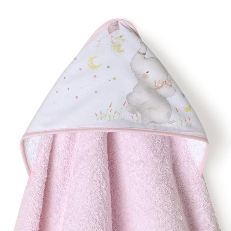 INTERBABY | SET - OSUŠKA froté 100x100 SLONÍK + PRÍTULKA - růžová