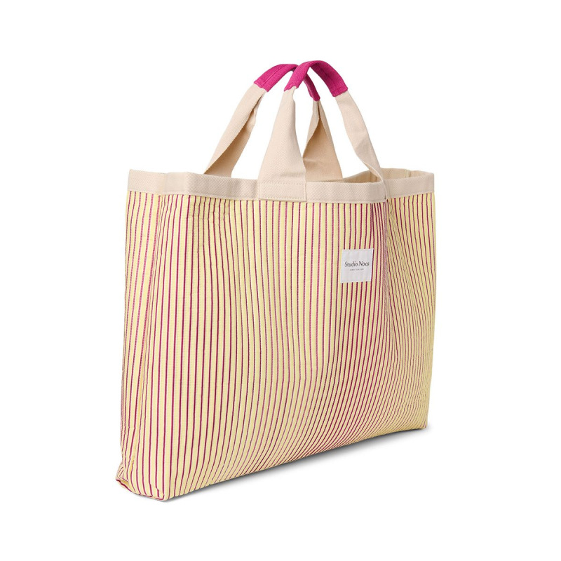 STUDIO NOOS - Poplin BEACH BAG - plážová taška| Butter Yellow Stripped