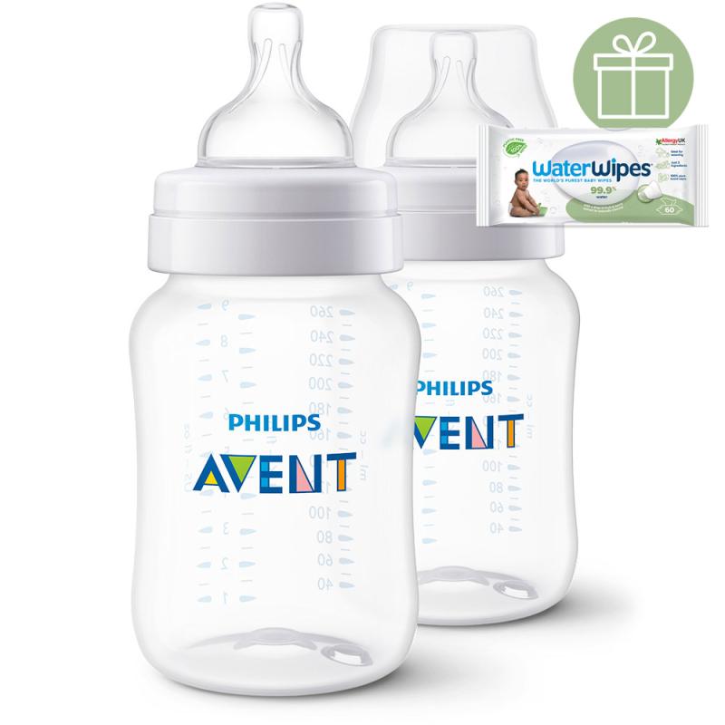 Philips AVENT Fľaša Anti-colic 260ml 1m+ 2 ks+WW Soapberry 60ks