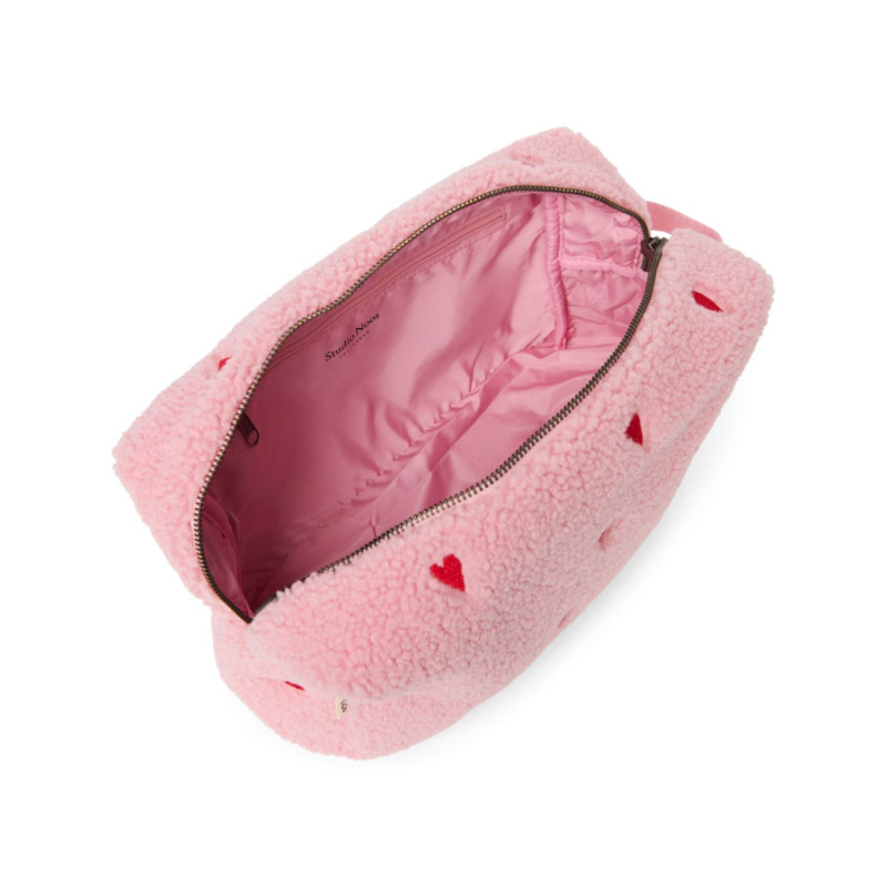 STUDIO NOOS - Teddy Toiletry - toaletná taštička | Light Pink Hearts 1