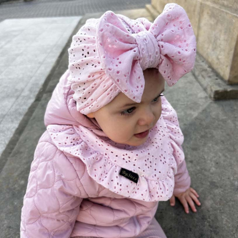 Detská čiapka / Turban s Mašľou, madeira ROSE