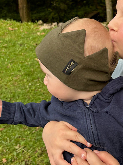 Korunková detská čelenka Bavlna - ARMY GREEN 6