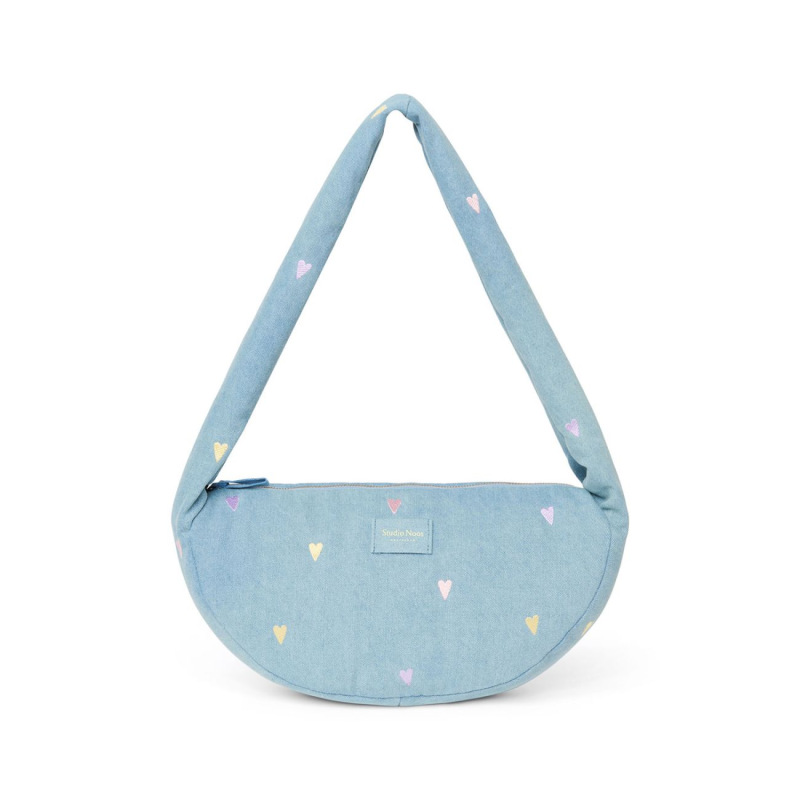 STUDIO NOOS - Denim Mini Cross Body bag | Hearts Light Blue Hearts