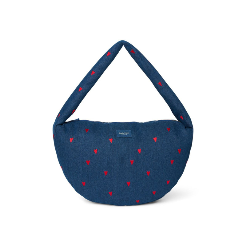 STUDIO NOOS - Denim Cross Body bag | Dark Blue Red Hearts