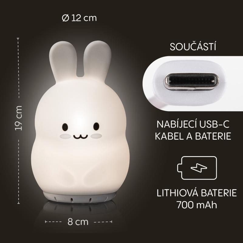 Silikónová nočná LED lampička s hudbou veľkosti L, Rabbit 8