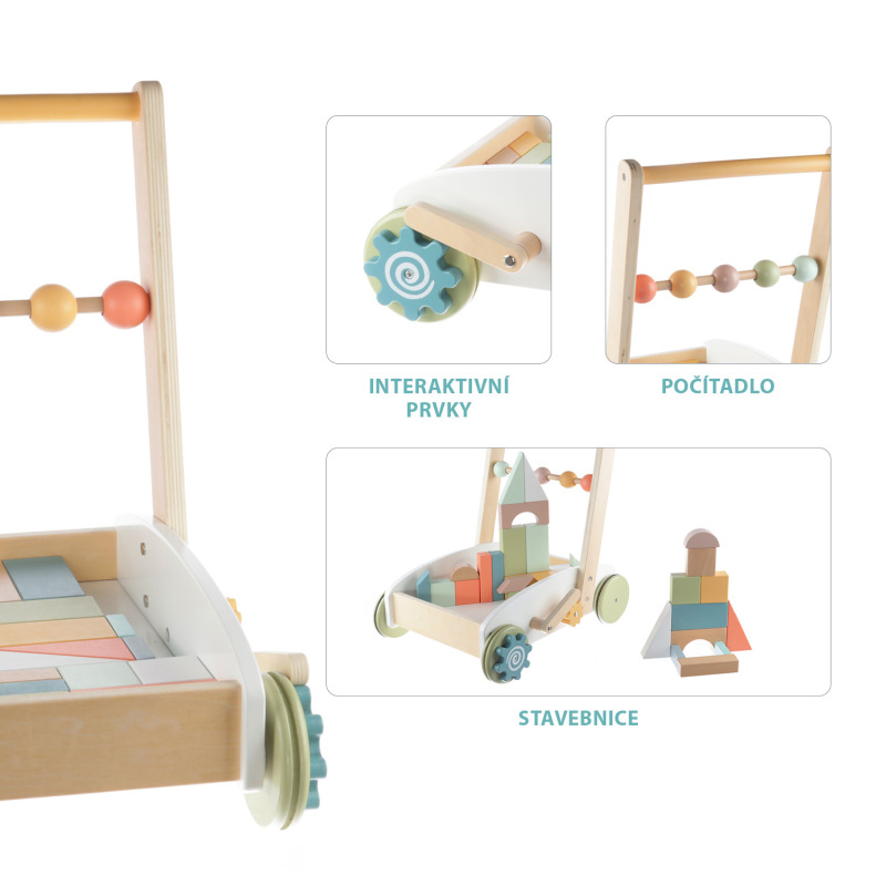 Drevená vozík s kostkami, Wood 2