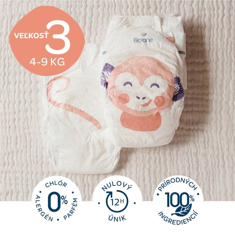 BIOLANE Ekologické plienky veľkosť 3 (4-9 kg), 52 ks 1